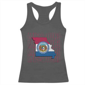 Missouri Flag Map State Distressed Racerback Tank Top TS14 Dark Heather Print Your Wear