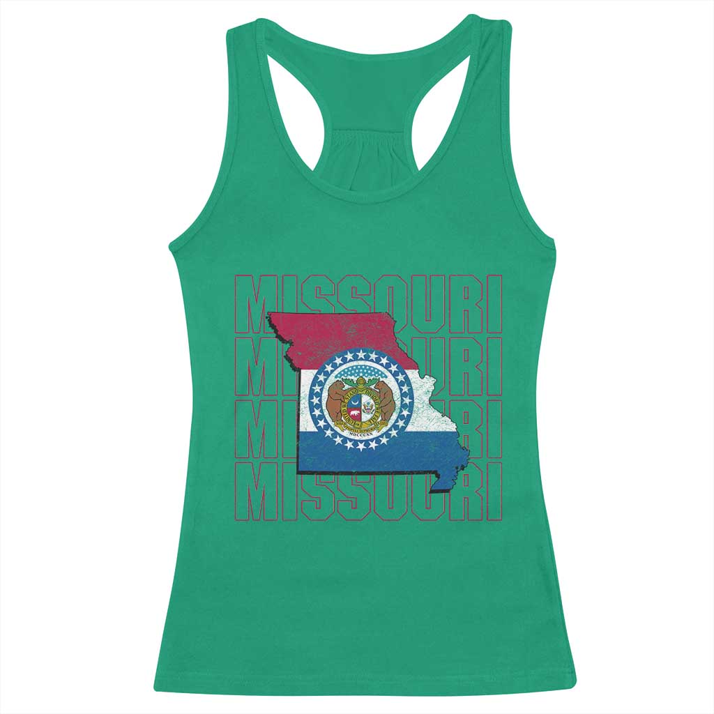 Missouri Flag Map State Distressed Racerback Tank Top TS14 Irish Green Print Your Wear