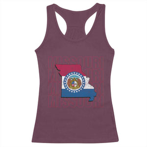 Missouri Flag Map State Distressed Racerback Tank Top TS14 Maroon Print Your Wear