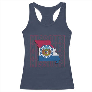 Missouri Flag Map State Distressed Racerback Tank Top TS14 Navy Print Your Wear