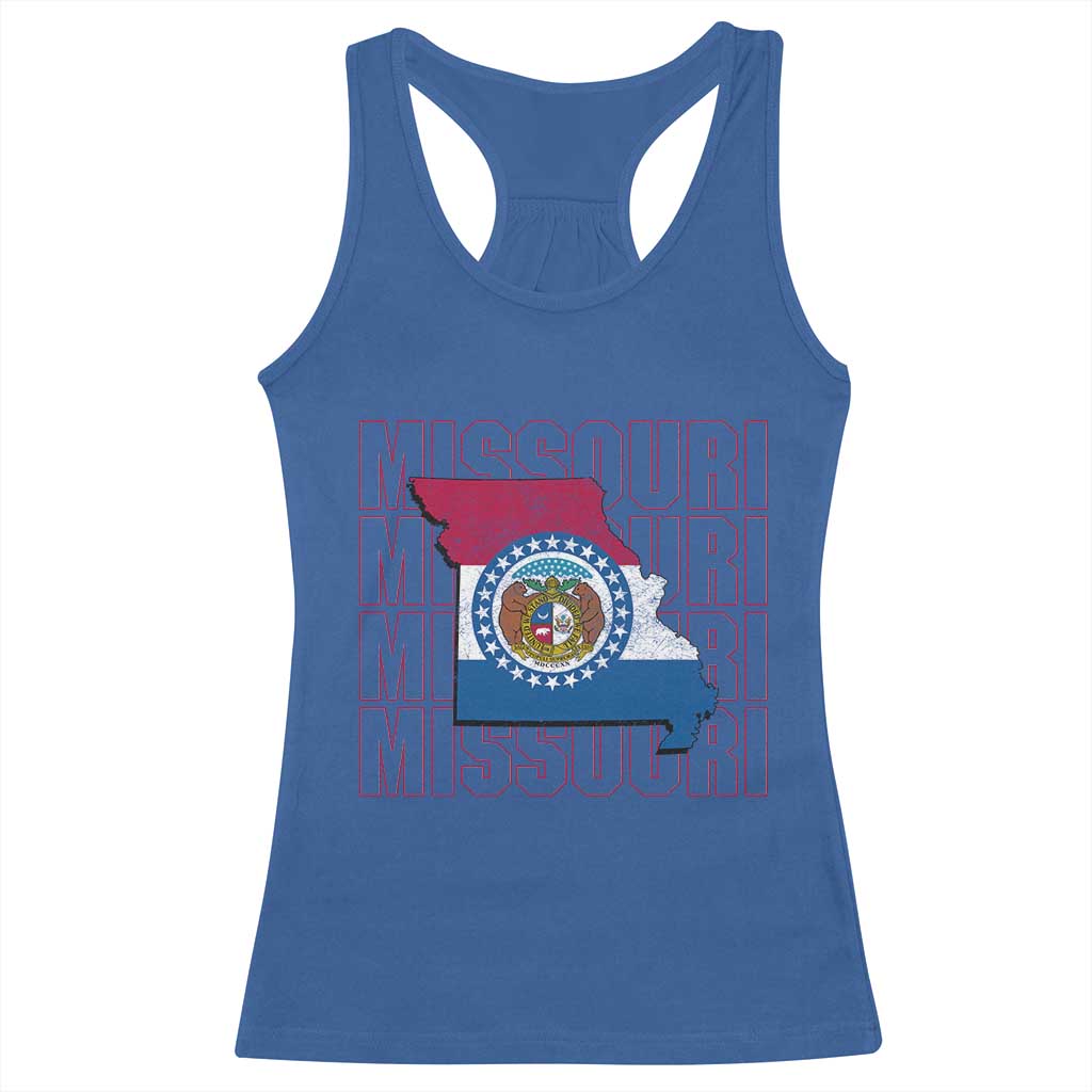 Missouri Flag Map State Distressed Racerback Tank Top TS14 Royal Blue Print Your Wear