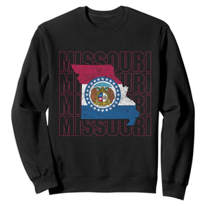 Missouri Flag Map State Distressed Sweatshirt TS14 Black Print Your Wear
