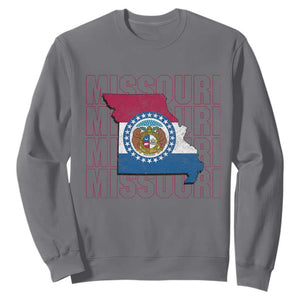 Missouri Flag Map State Distressed Sweatshirt TS14 Charcoal Print Your Wear