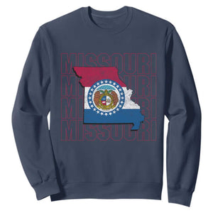 Missouri Flag Map State Distressed Sweatshirt TS14 Navy Print Your Wear