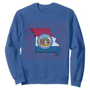 Missouri Flag Map State Distressed Sweatshirt TS14 Royal Blue Print Your Wear