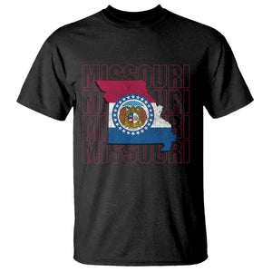 Missouri Flag Map State Distressed T Shirt TS14 Black Print Your Wear