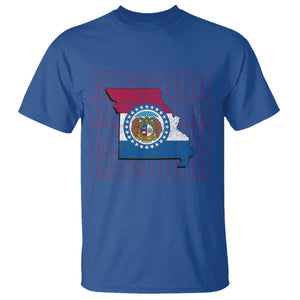 Missouri Flag Map State Distressed T Shirt TS14 Royal Blue Print Your Wear