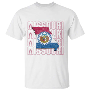 Missouri Flag Map State Distressed T Shirt TS14 White Print Your Wear