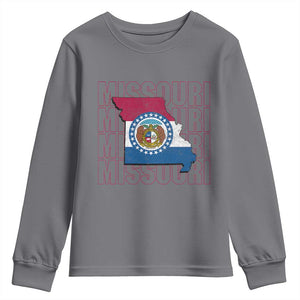 Missouri Flag Map State Distressed Youth Sweatshirt TS14 Charcoal Print Your Wear