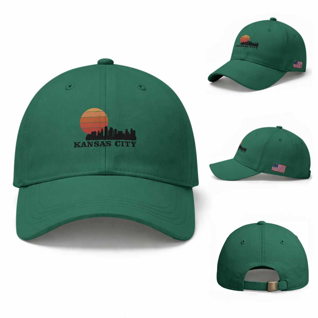 Kansas City Missouri Retro 80s Style Baseball Cap TS14 Baseball Cap Universal Fit Irish Green Print Your Wear