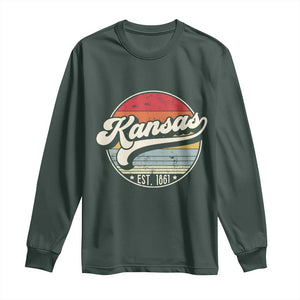 Kansas City Missouri Retro 80s Established 1861 Long Sleeve Shirt TS14 Dark Forest Green Print Your Wear