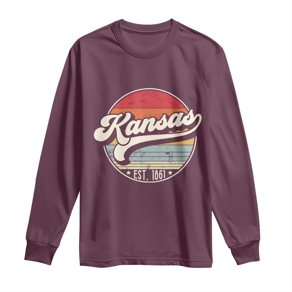 Kansas City Missouri Retro 80s Established 1861 Long Sleeve Shirt TS14 Maroon Print Your Wear