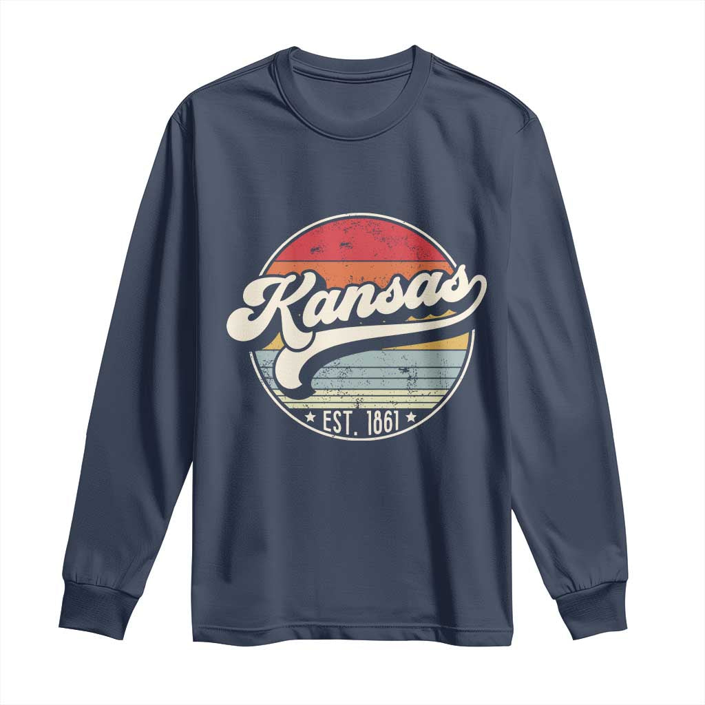 Kansas City Missouri Retro 80s Established 1861 Long Sleeve Shirt TS14 Navy Print Your Wear
