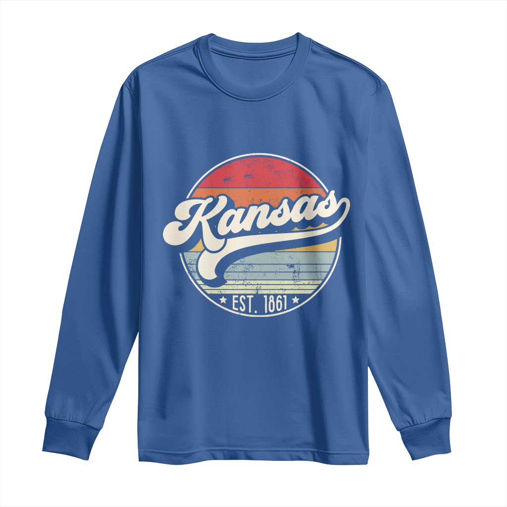 Kansas City Missouri Retro 80s Established 1861 Long Sleeve Shirt TS14 Royal Blue Print Your Wear