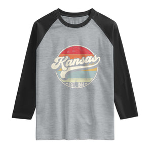 Kansas City Missouri Retro 80s Established 1861 Raglan Shirt TS14 Heather Gray Black Print Your Wear