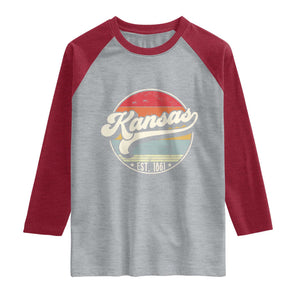 Kansas City Missouri Retro 80s Established 1861 Raglan Shirt TS14 Heather Gray Heather Red Print Your Wear
