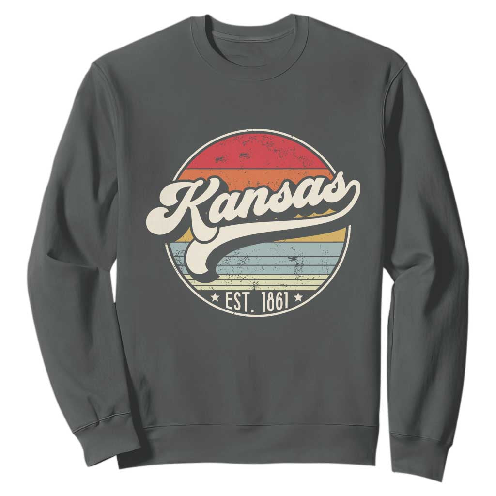 Kansas City Missouri Retro 80s Established 1861 Sweatshirt TS14 Dark Heather Print Your Wear