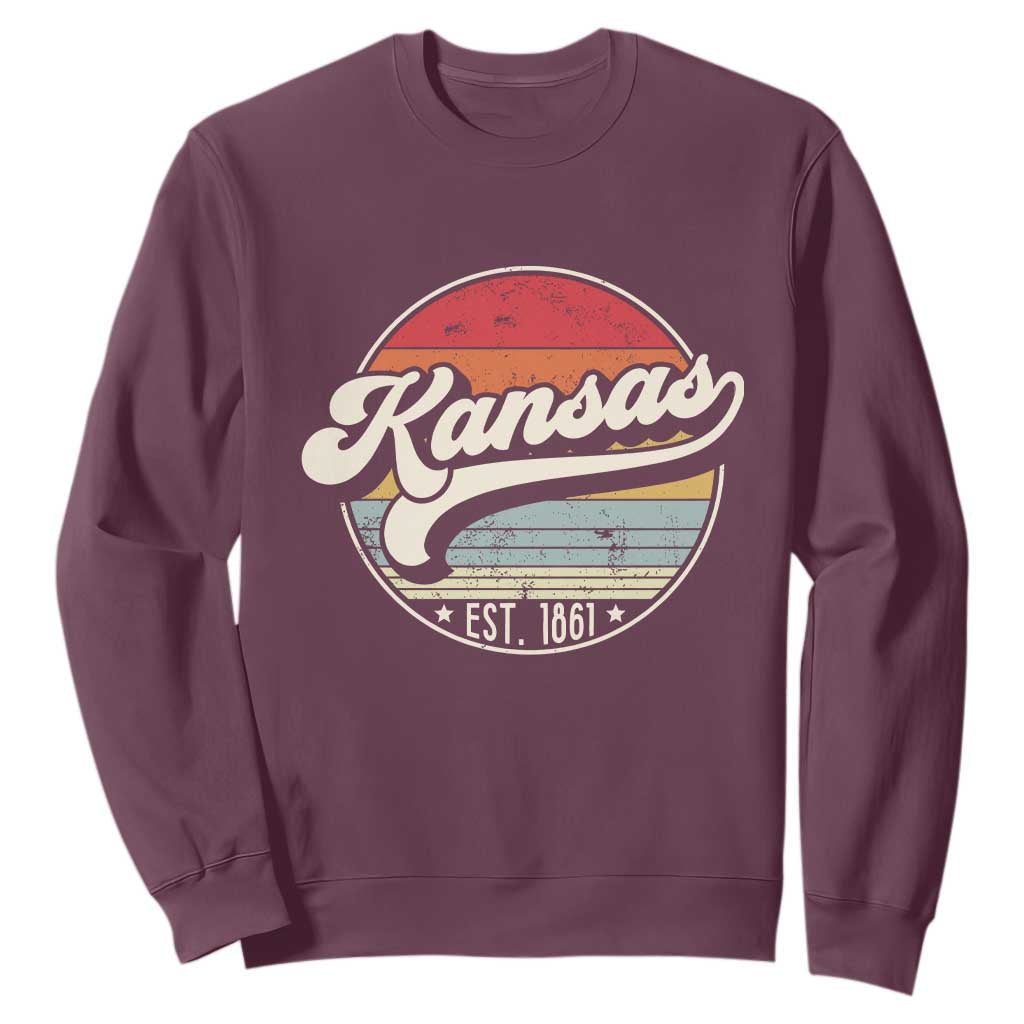 Kansas City Missouri Retro 80s Established 1861 Sweatshirt TS14 Maroon Print Your Wear