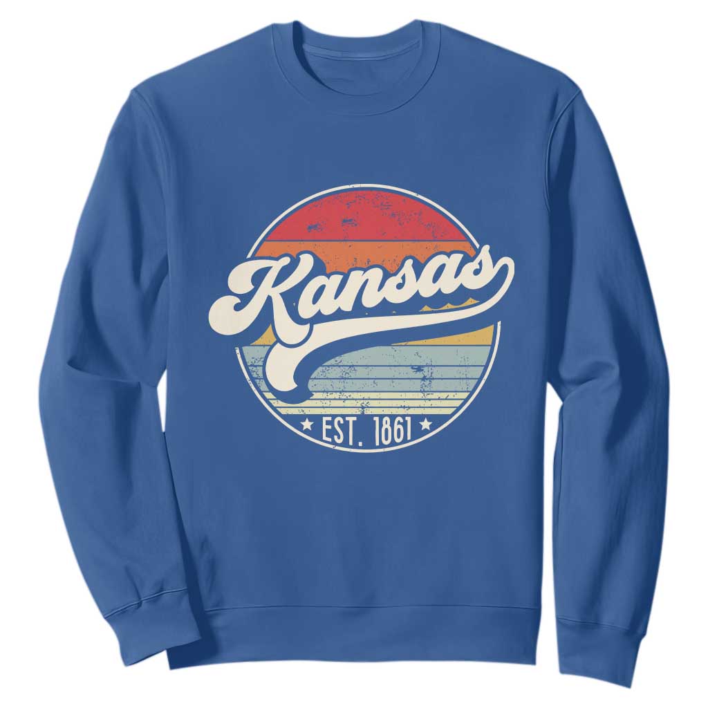 Kansas City Missouri Retro 80s Established 1861 Sweatshirt TS14 Royal Blue Print Your Wear