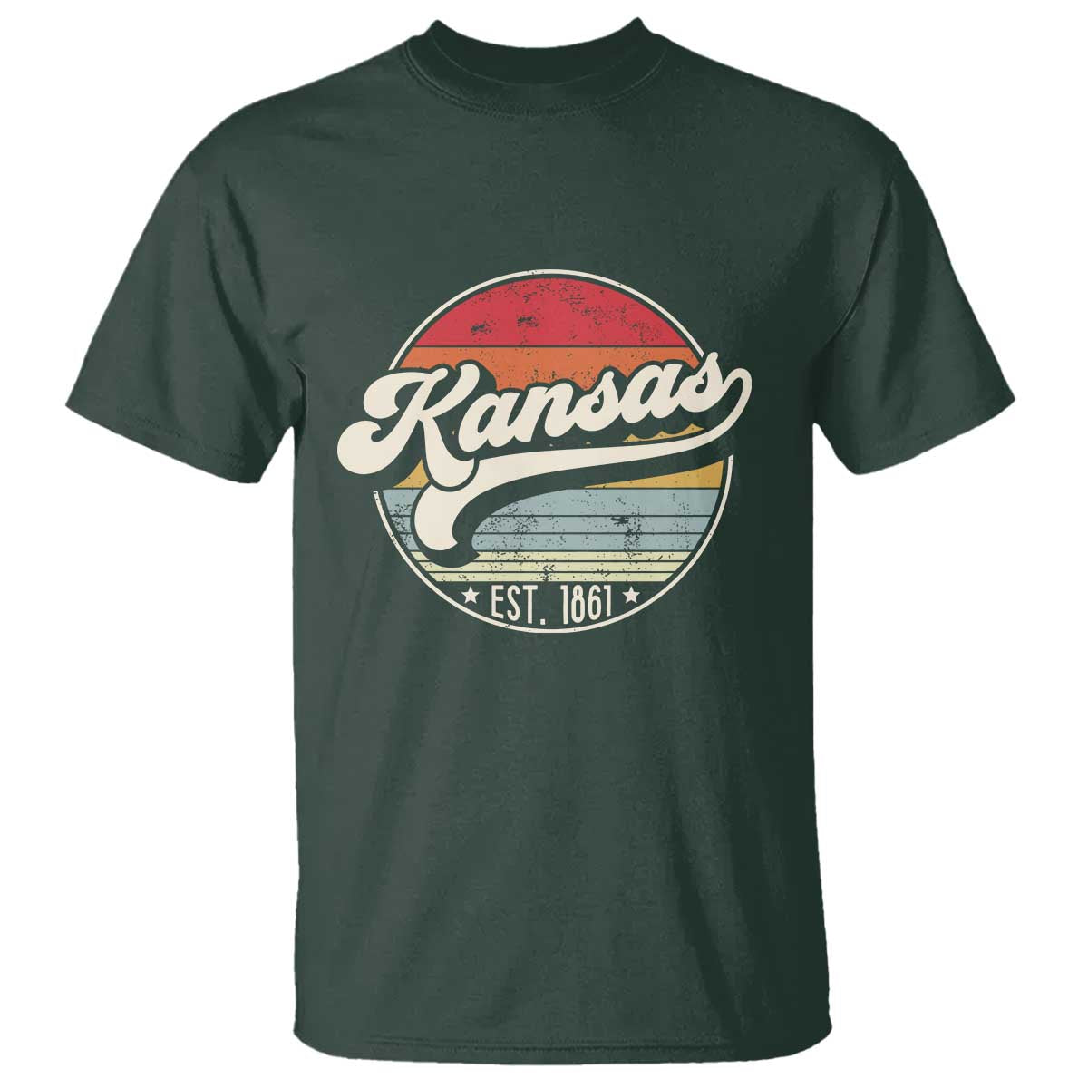 Kansas City Missouri Retro 80s Established 1861 T Shirt TS14 Dark Forest Green Print Your Wear