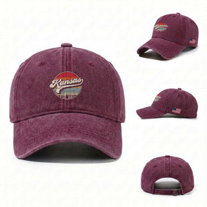 Kansas City Missouri Retro 80s Established 1861 Washed Cotton Baseball Cap TS14 Washed Cap Universal Fit Burgundy Print Your Wear