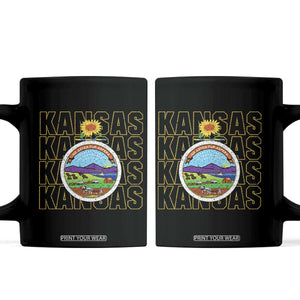 Retro Kansas Flag Vintage KS Souvenir Coffee Mug TS14 Black Print Your Wear