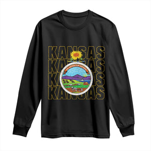 Retro Kansas Flag Vintage KS Souvenir Long Sleeve Shirt TS14 Black Print Your Wear