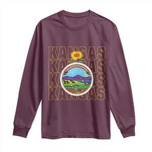 Retro Kansas Flag Vintage KS Souvenir Long Sleeve Shirt TS14 Maroon Print Your Wear