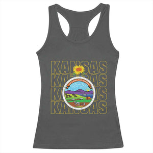 Retro Kansas Flag Vintage KS Souvenir Racerback Tank Top TS14 Dark Heather Print Your Wear