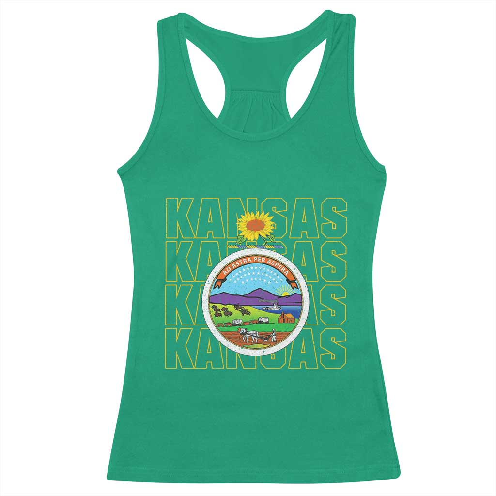 Retro Kansas Flag Vintage KS Souvenir Racerback Tank Top TS14 Irish Green Print Your Wear