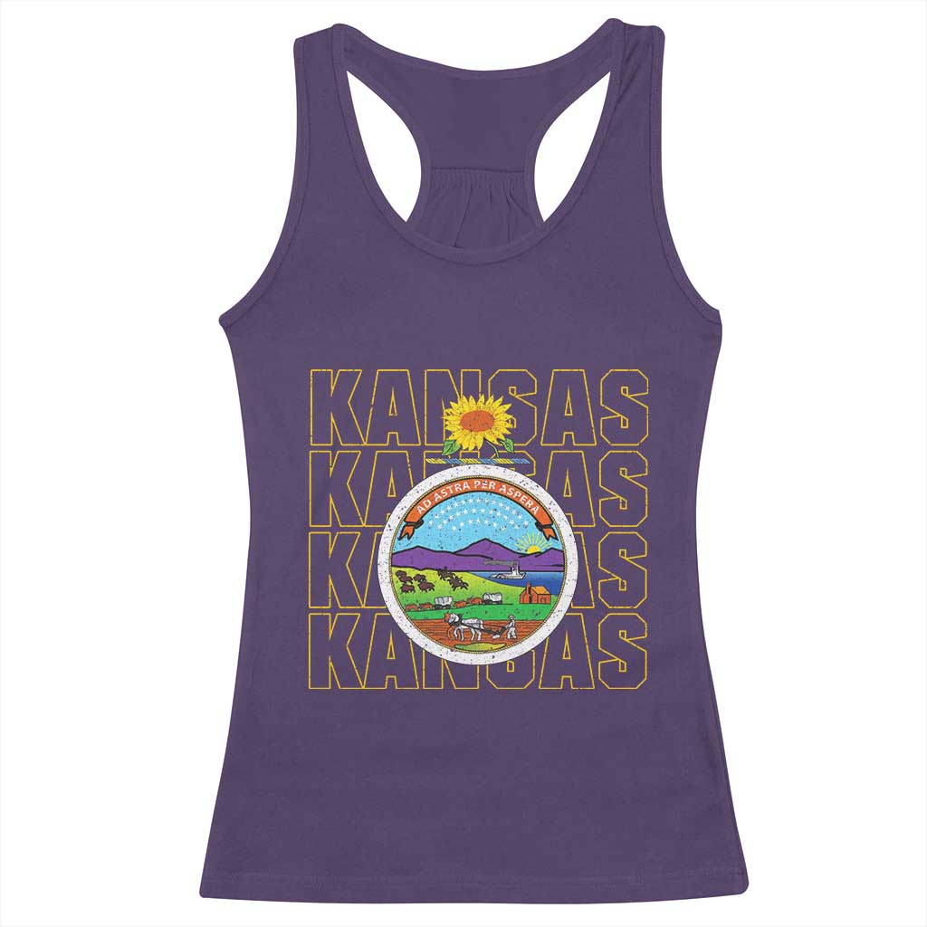 Retro Kansas Flag Vintage KS Souvenir Racerback Tank Top TS14 Purple Print Your Wear