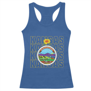 Retro Kansas Flag Vintage KS Souvenir Racerback Tank Top TS14 Royal Blue Print Your Wear