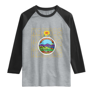 Retro Kansas Flag Vintage KS Souvenir Raglan Shirt TS14 Heather Gray Black Print Your Wear