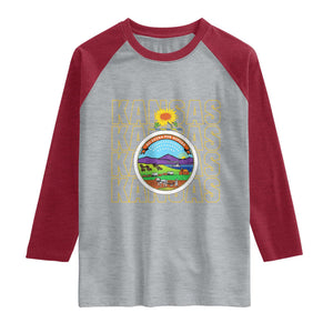 Retro Kansas Flag Vintage KS Souvenir Raglan Shirt TS14 Heather Gray Heather Red Print Your Wear