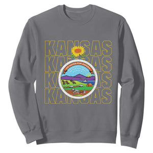 Retro Kansas Flag Vintage KS Souvenir Sweatshirt TS14 Charcoal Print Your Wear