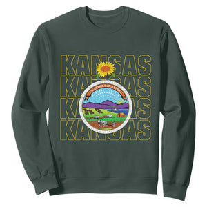 Retro Kansas Flag Vintage KS Souvenir Sweatshirt TS14 Dark Forest Green Print Your Wear