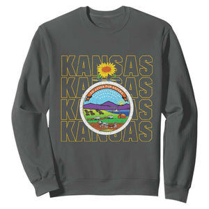 Retro Kansas Flag Vintage KS Souvenir Sweatshirt TS14 Dark Heather Print Your Wear