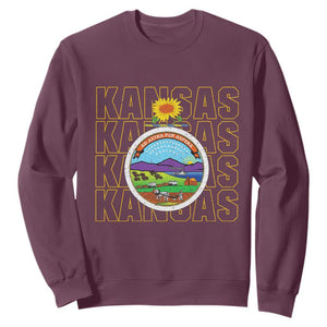 Retro Kansas Flag Vintage KS Souvenir Sweatshirt TS14 Maroon Print Your Wear