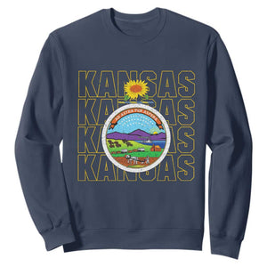 Retro Kansas Flag Vintage KS Souvenir Sweatshirt TS14 Navy Print Your Wear