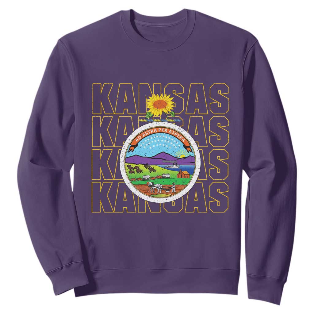 Retro Kansas Flag Vintage KS Souvenir Sweatshirt TS14 Purple Print Your Wear