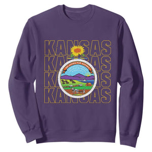 Retro Kansas Flag Vintage KS Souvenir Sweatshirt TS14 Purple Print Your Wear