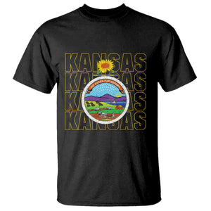 Retro Kansas Flag Vintage KS Souvenir T Shirt TS14 Black Print Your Wear
