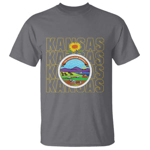 Retro Kansas Flag Vintage KS Souvenir T Shirt TS14 Charcoal Print Your Wear