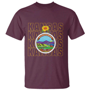 Retro Kansas Flag Vintage KS Souvenir T Shirt TS14 Maroon Print Your Wear