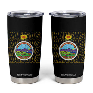 Retro Kansas Flag Vintage KS Souvenir Tumbler Cup TS14 Black Print Your Wear