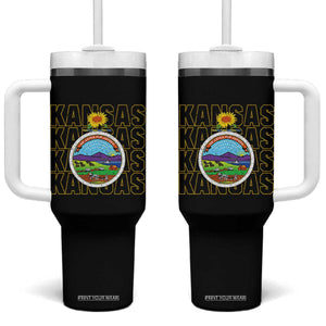 Retro Kansas Flag Vintage KS Souvenir Tumbler With Handle TS14 One Size: 40 oz Black Print Your Wear