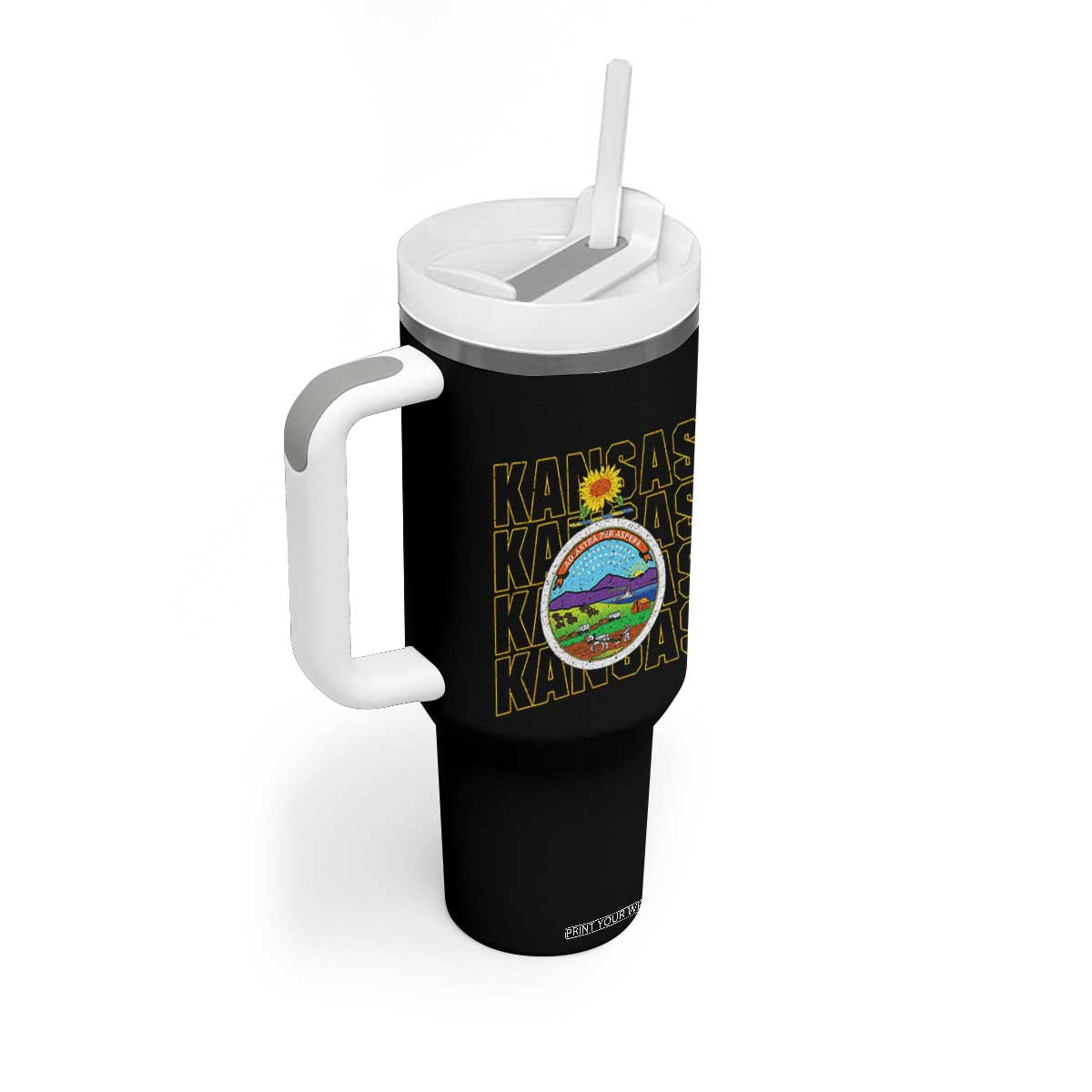 Retro Kansas Flag Vintage KS Souvenir Tumbler With Handle TS14 Print Your Wear
