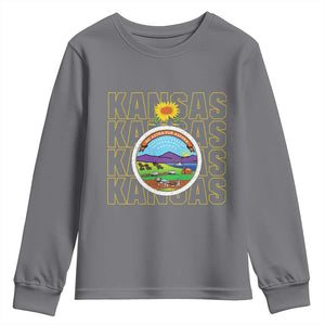 Retro Kansas Flag Vintage KS Souvenir Youth Sweatshirt TS14 Charcoal Print Your Wear