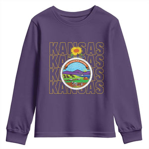Retro Kansas Flag Vintage KS Souvenir Youth Sweatshirt TS14 Purple Print Your Wear