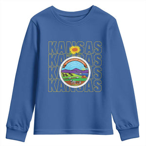 Retro Kansas Flag Vintage KS Souvenir Youth Sweatshirt TS14 Royal Blue Print Your Wear